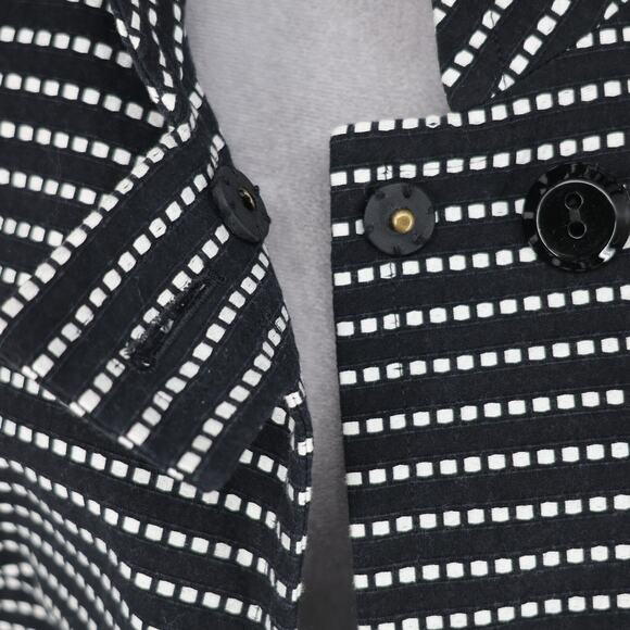 Worth Jacket Womens 4 Black White Polka Dot Cotton Lined Blazer Crop Career - Picture 9 of 15